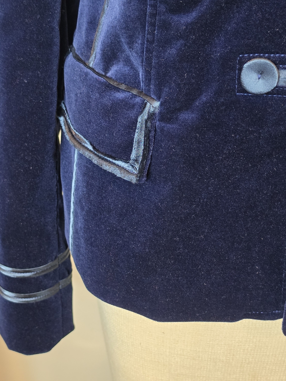 Vintage Y2K Bloomingdale's Military Jacket Size 12 Navy Velvet Hussar Napoleon - Picture 5 of 15